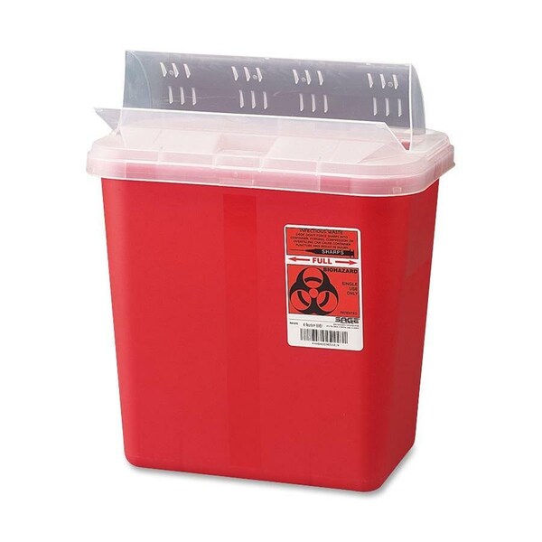 Covidien Biohazard Sharps Container W/Clear Drop Lid, 2 Gallon, Red CVDS2GH100651 - main